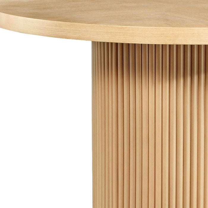 48" Wood Pedestal Base Round Top Dining Table - Oak