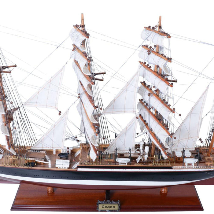 Hand Painted Model Boat (624656) - Dark Brown / White