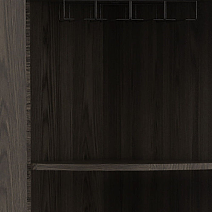 71" Wood Corner Bar Cabinet With Two Doors - Dark Brown