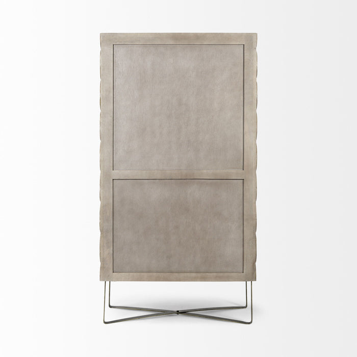 Curio Cabinet With Four Doors - Brown / Gold