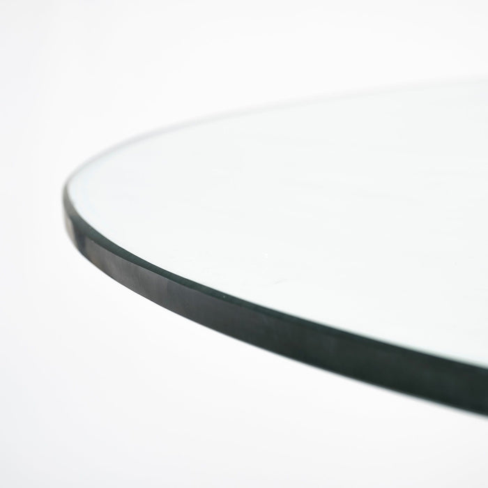 60" Rounded Glass And Solid Manufactured Wood Pedestal Base Dining Table - Brown