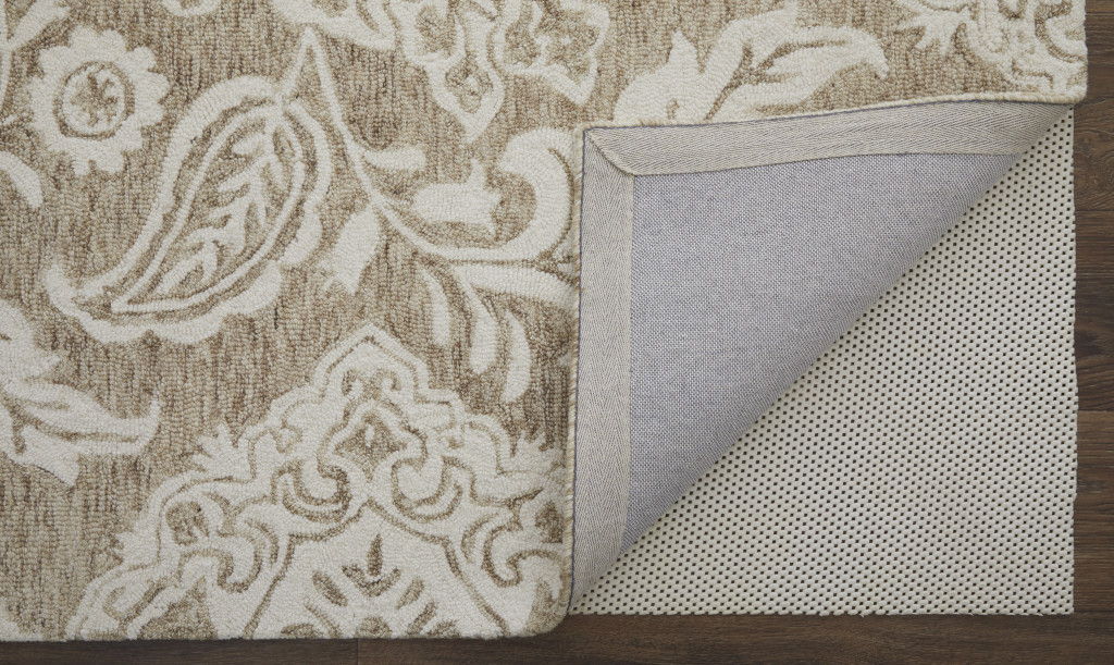 9' x 12' Wool Paisley Tufted Handmade Stain Resistant Area Rug - Tan And Ivory