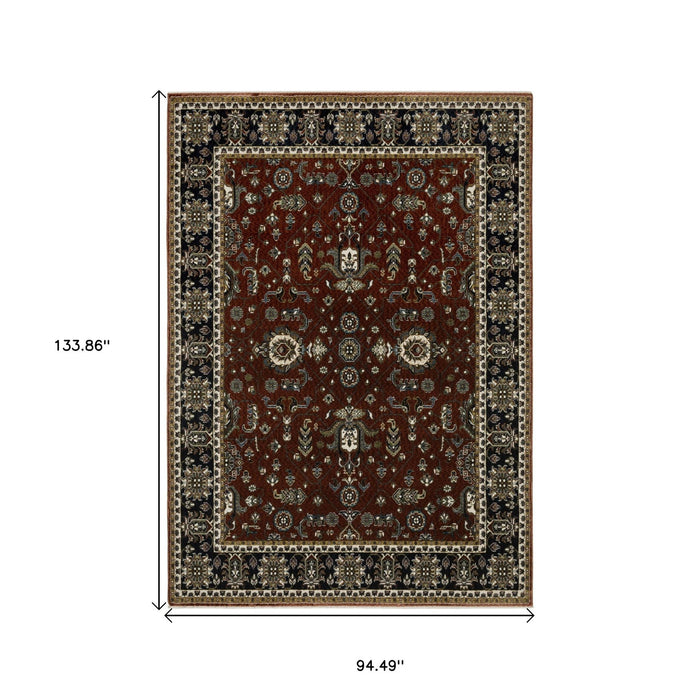 8' X 11' Traditional Oriental Area Rug With Fringe - Red