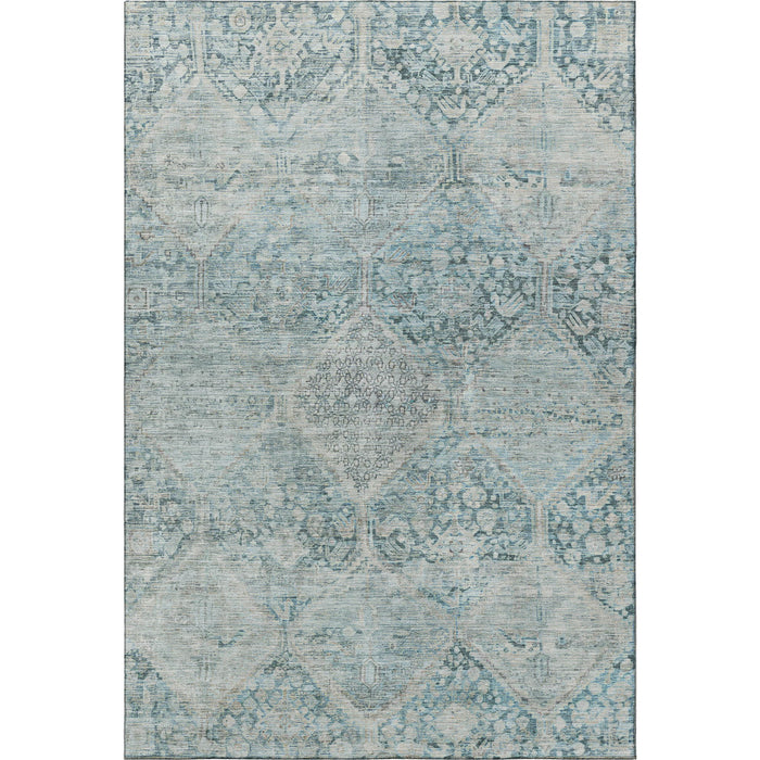 10' X 14' Geometric Washable Area Rug With UV Protection (699933) - Blue / Gray / Silver