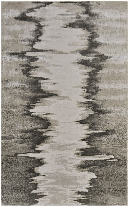 12' x 15' Abstract Power Loom Area Rug - Gray Ivory And Taupe