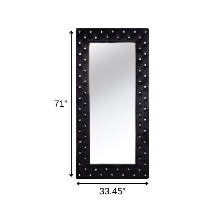 71" Wood And Faux Crystal Framed Freestanding And Wall Mount Standing Mirror - Black