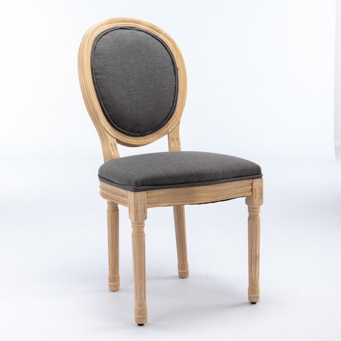 Set of two Giga French style solid wood frame antique dining chairs with fabric-backed seats and elegant design.