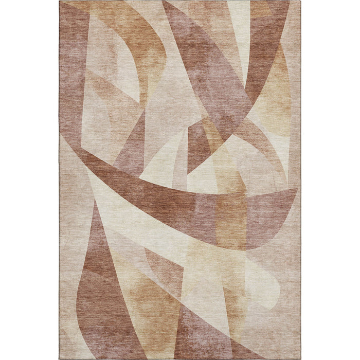 10' X 14' Abstract Geometric Washable Area Rug With UV Protection (705275) - Rust / Copper / Wheat