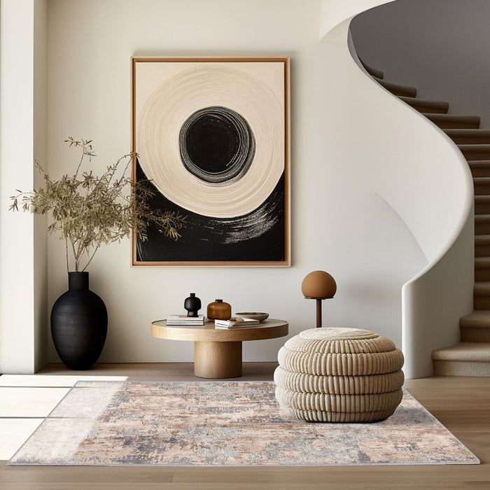 7.8' x 10.8' Abstract Dhurrie Area Rug - Beige