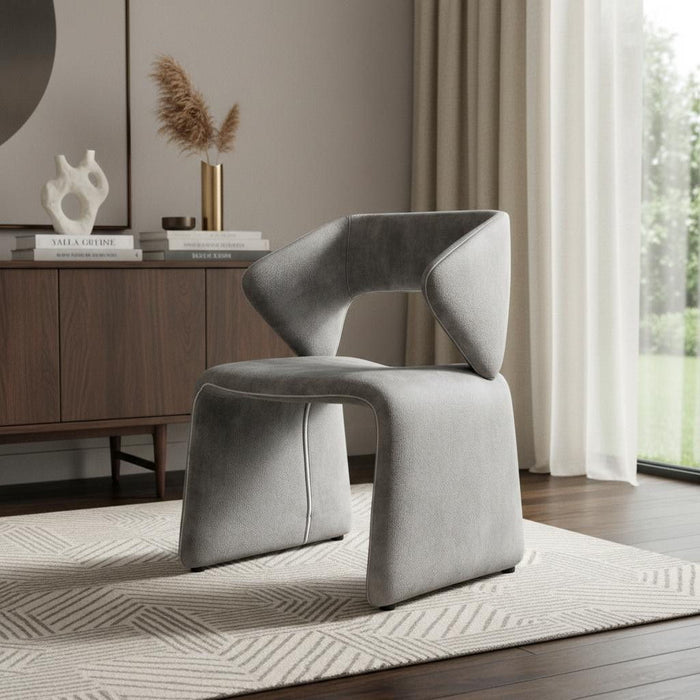 Velvet Solid Color Side Chair - Light Gray
