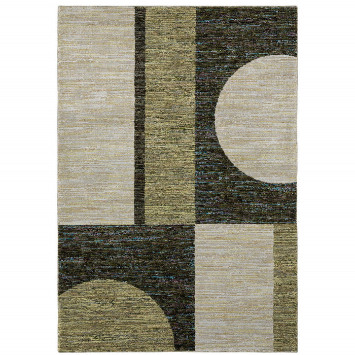 6.6' x 9.8' Geometric Power Loom Area Rug - Blue And Beige
