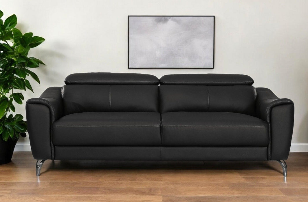 Urban Leather Adjustable Headrest Sofa - Black