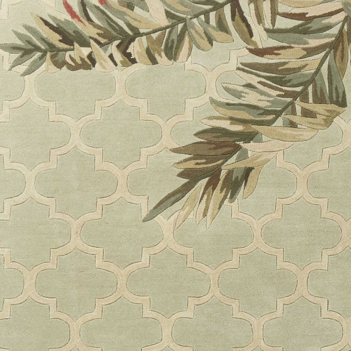 9' x 12' Hand Tufted Tropical Quatrefoil Indoor Area Rug - Sage Green