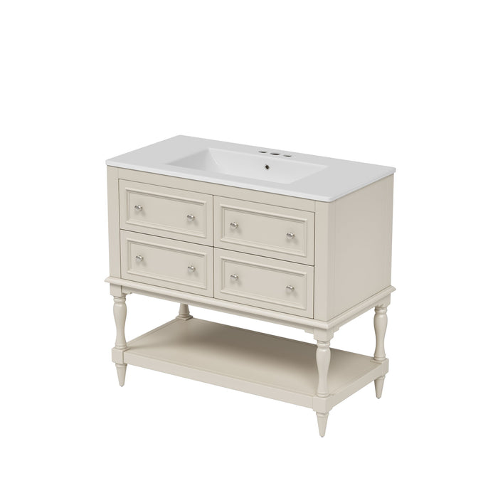 Giga bathroom vanity with medicine cabinet, four-drawer storage, adjustable shelf, and mirror for modern bathroom decor.
