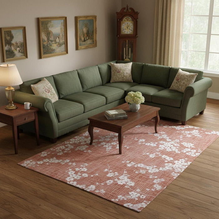 7' X 9' Oriental Washable Area Rug (548776) - Red / White