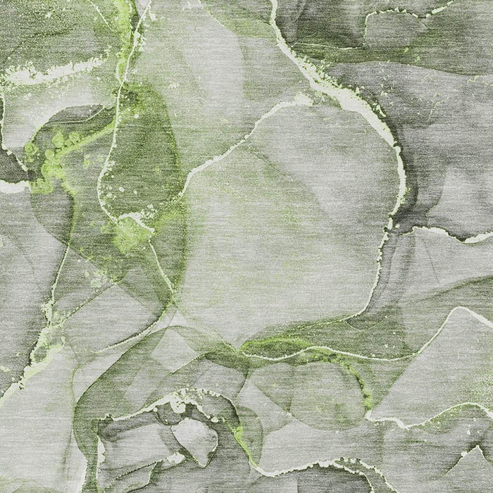 10' X 14' Abstract Washable Area Rug With UV Protection (647272) - Green / Ivory