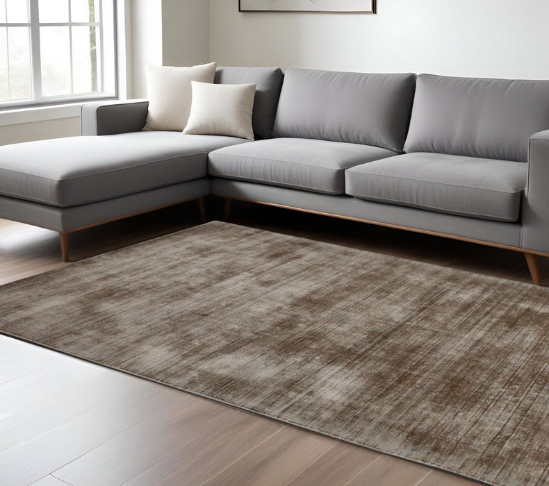 10' X 14' Abstract Hand Woven Area Rug - Brown And Gray