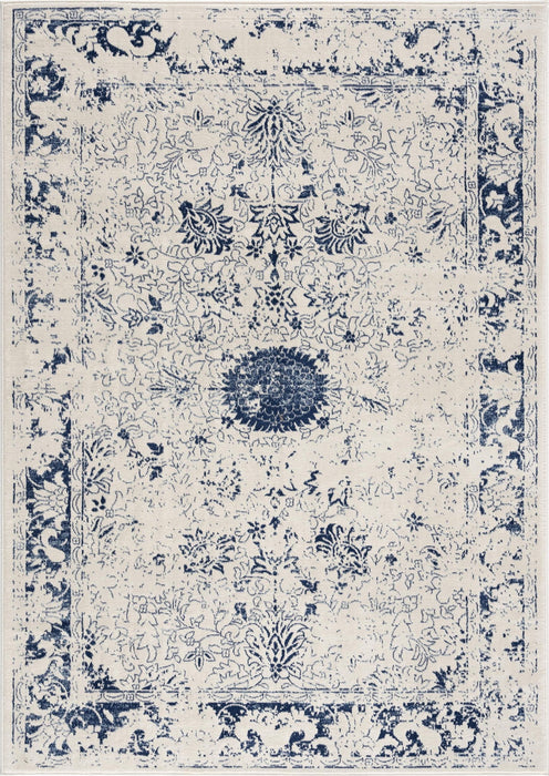 8' x 11' Distressed Floral Area Rug - Navy Blue