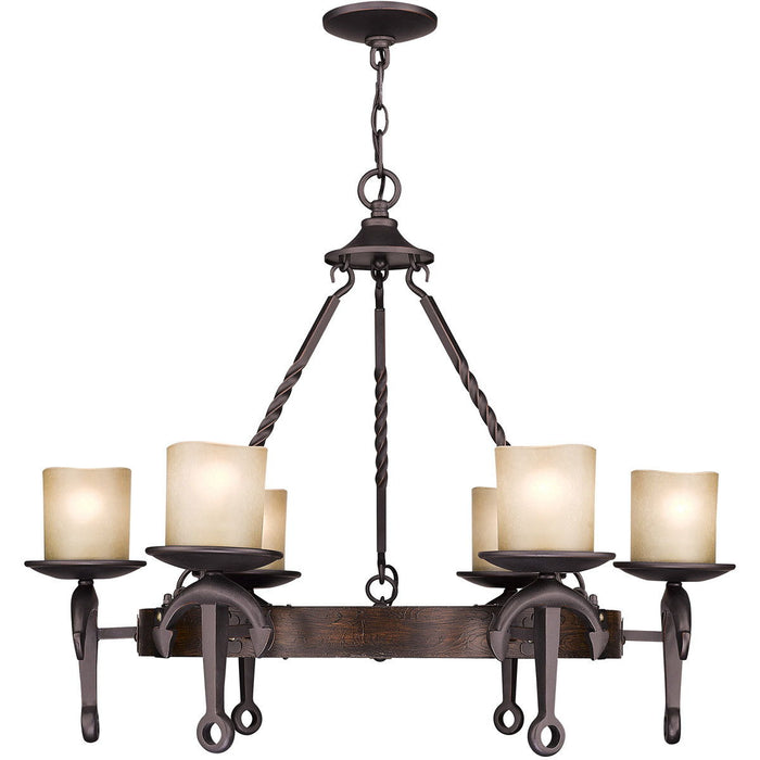 Six Light Resin Dimmable Chandelier With Shades - Bronze