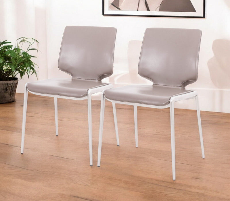 Faux Leather Dining Side Chairs (Set of 2) - Dark Gray