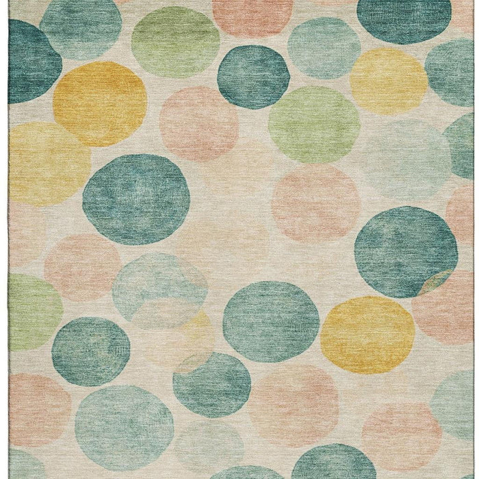 10' X 14' Geometric Washable Area Rug With UV Protection (707431) - Teal / Yellow / Coral