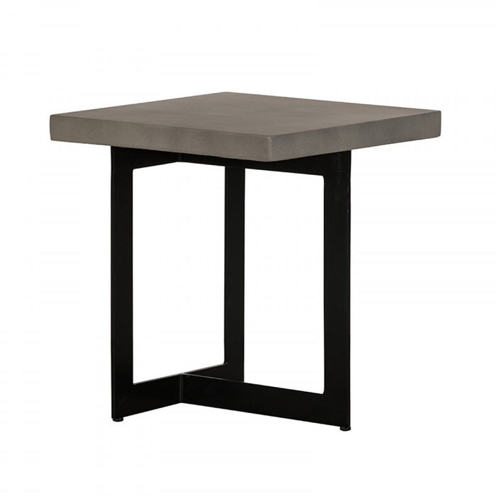 Asymmetric Metal And Concrete End Table - Gray