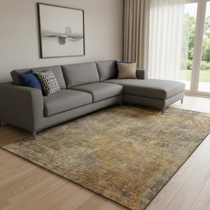 8' X 10' Abstract Washable Area Rug With UV Protection (650660) - Brown / Beige