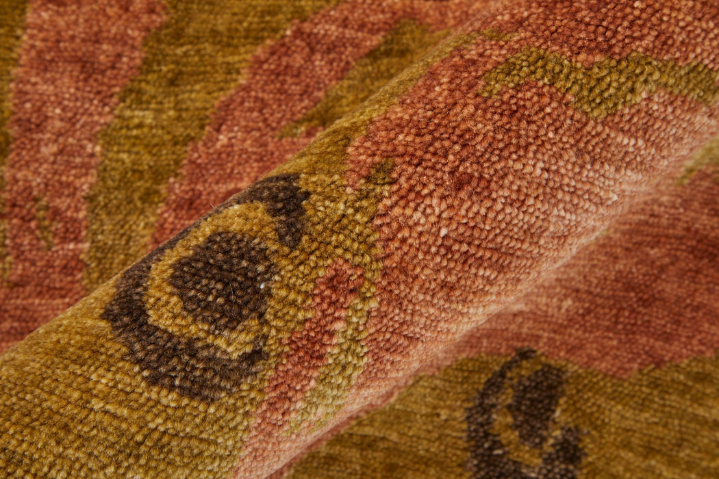 8' X 10' Wool Floral Hand Knotted Area Rug (744291) - Green / Brown / Orange