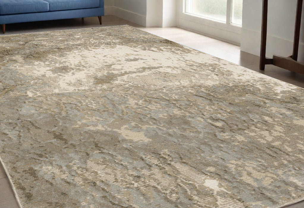 5' x 7' Abstract Power Loom Area Rug - Ivory And Gray