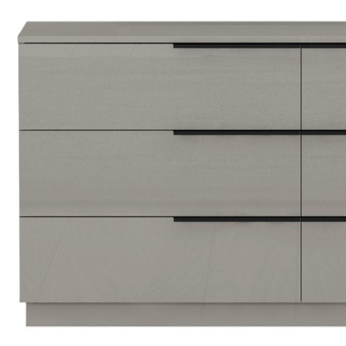 62" Wood Six Drawer Double Dresser - Gray