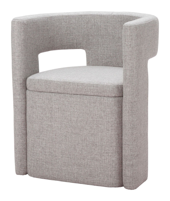 Modern Upholstered Fabric Open Back Dining Arm Chair - Gray