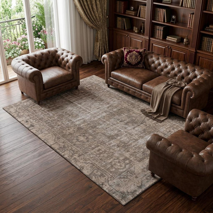 10' X 14' Oriental Washable Area Rug With UV Protection (691920) - Brown / Beige / Taupe
