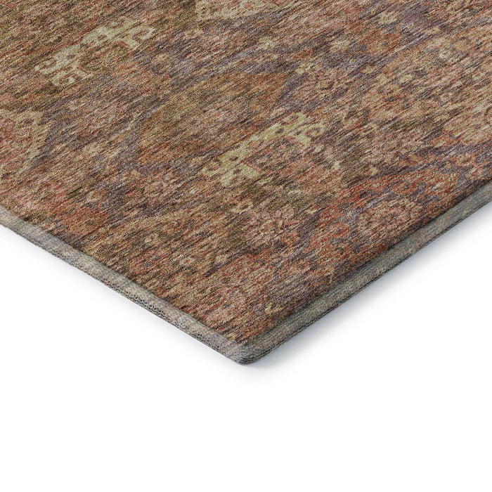 10' X 14' Damask Washable Area Rug With UV Protection (683932) - Brown / Beige