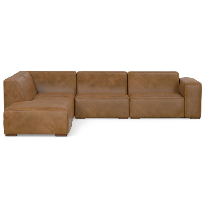 Two Piece Living Room Set Leather Sofa With Ottoman - Brown