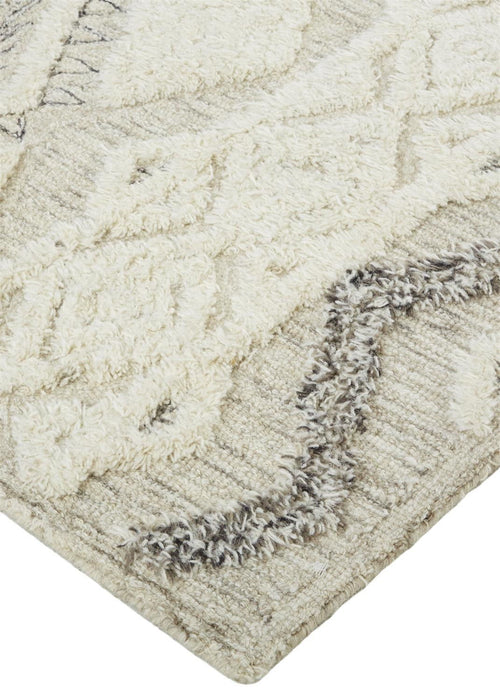 12' x 15' Wool Geometric Tufted Handmade Area Rug - Ivory Taupe And Gray