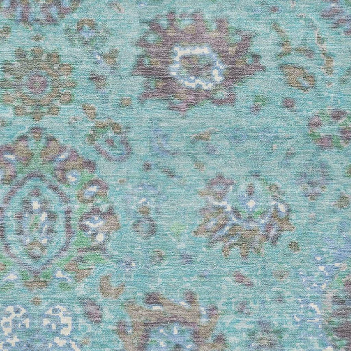 10' X 14' Oriental Washable Area Rug With UV Protection (710993) - Teal / Gray / Ivory