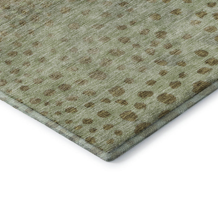 10' X 14' Polka Dot Washable Area Rug With UV Protection (683638) - Artichoke Green / Copper