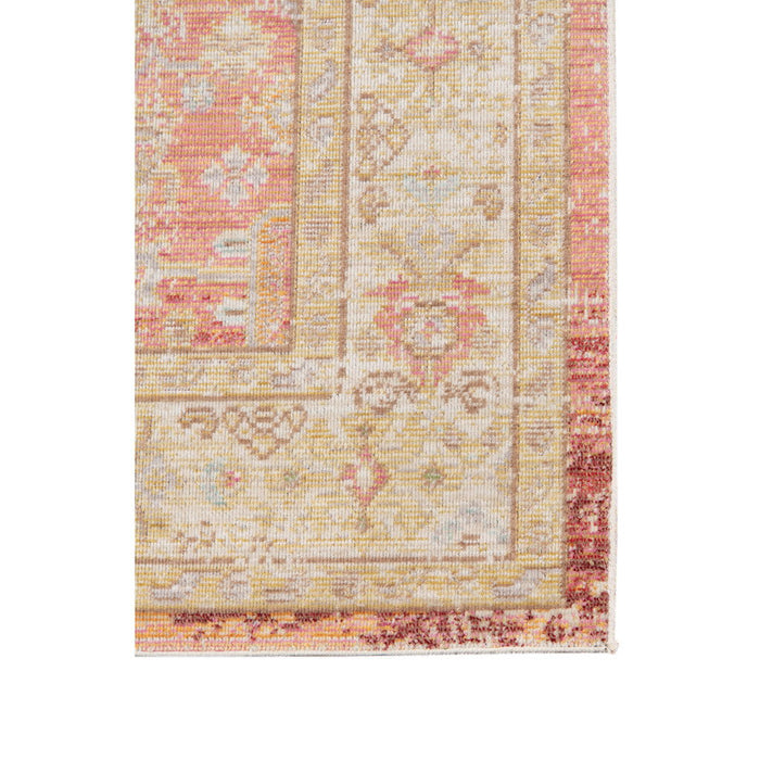 9' x 13' Floral Power Loom Area Rug - Salmon And Tan