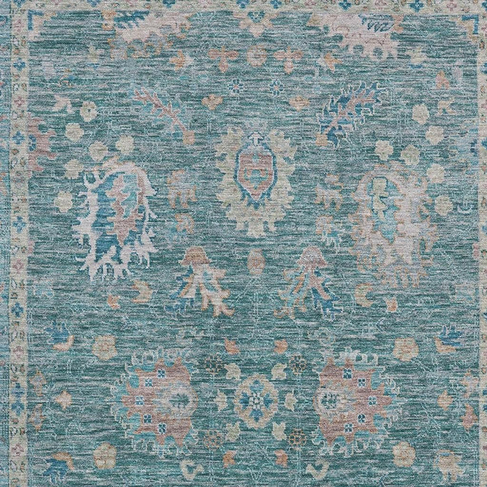10' X 14' Oriental Washable Area Rug With UV Protection (717995) - Teal / Copper