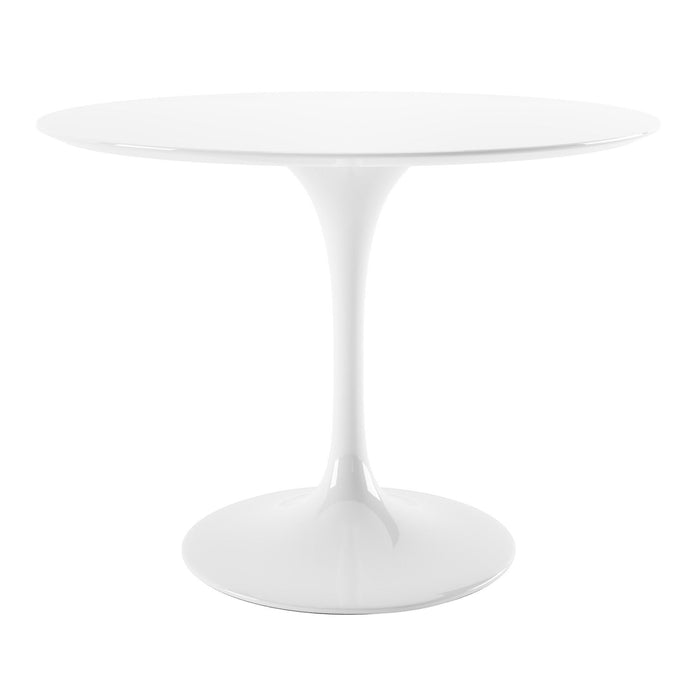 42" Fiberglass And Metal Dining Table - White