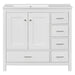 Giga bathroom vanity with ceramic sink, storage cabinet, two soft-close doors, and five drawers, stylish and functional for modern bathrooms.