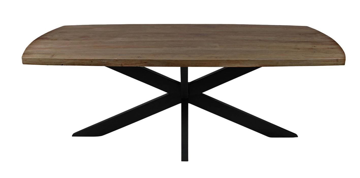 82" Solid Wood And Iron Pedestal Base Dining Table - Natural / Black