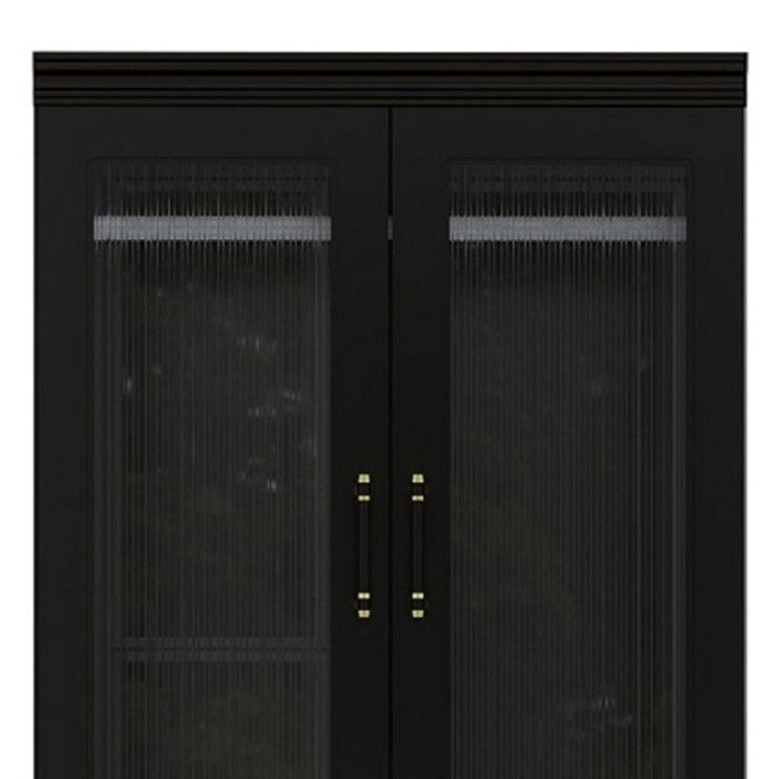 71" Wood Two Door Two Drawer Combo Dresser - Black