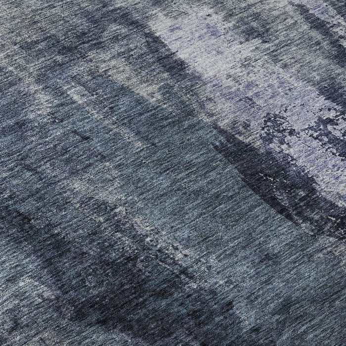 10' X 14' Abstract Washable Area Rug With UV Protection (683734) - Navy Blue / Silver
