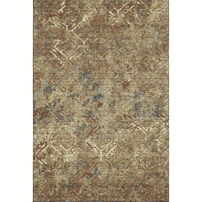 10' X 14' Copper Diamond Washable Area Rug With UV Protection - Brown