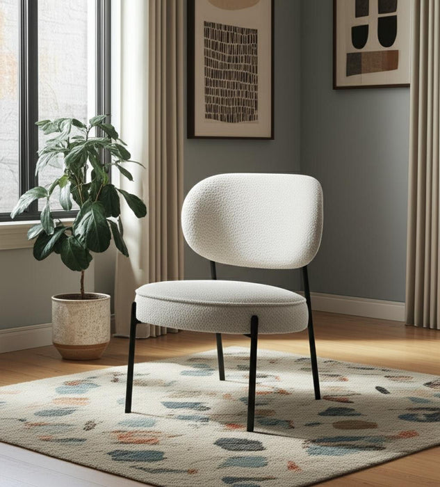 Boucle Metal Lounge Chair - Cream / Black