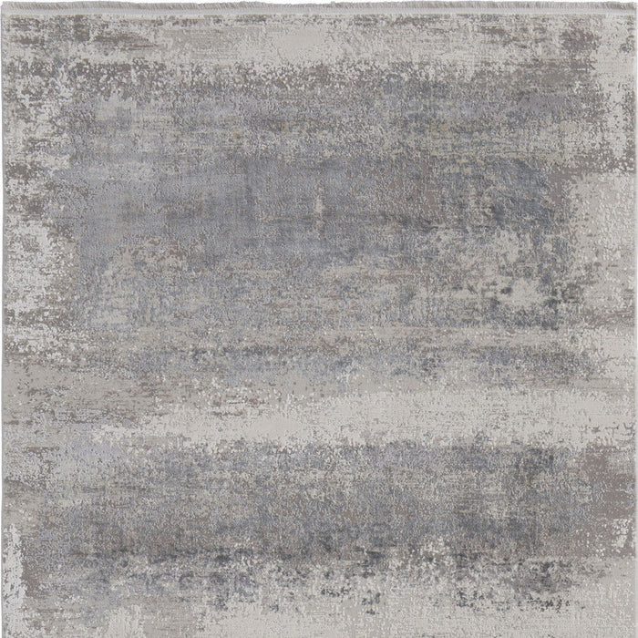 12' X 18' Abstract Power Loom Area Rug With Fringe - Gray
