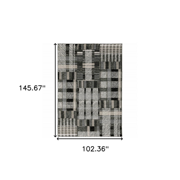 9' x 12' Geometric Power Loom Area Rug - Gray And Black