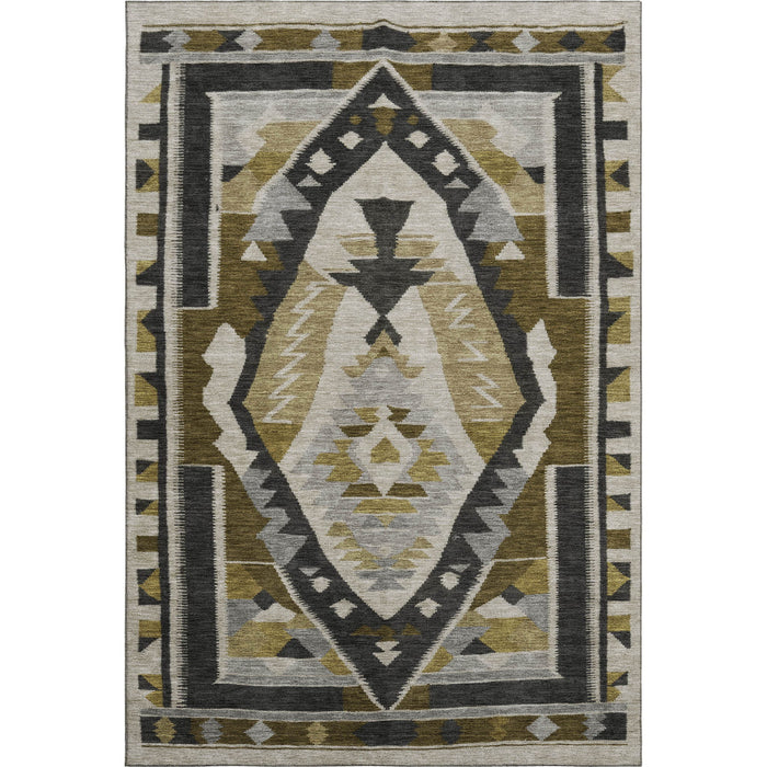 10' X 14' Tribal Washable Area Rug With UV Protection (707995) - Chocolate / Beige / Charcoal