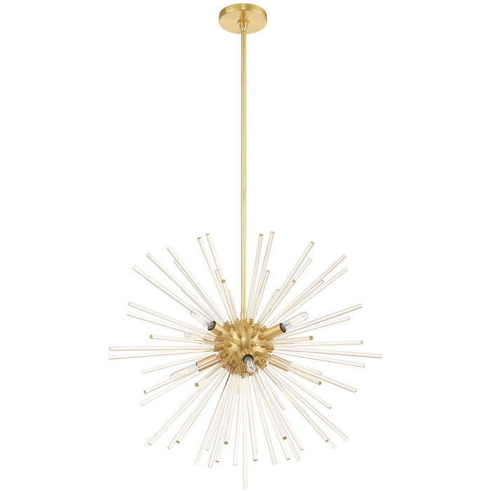 30" Eight Light Dimmable Chandelier With Shades - Brass